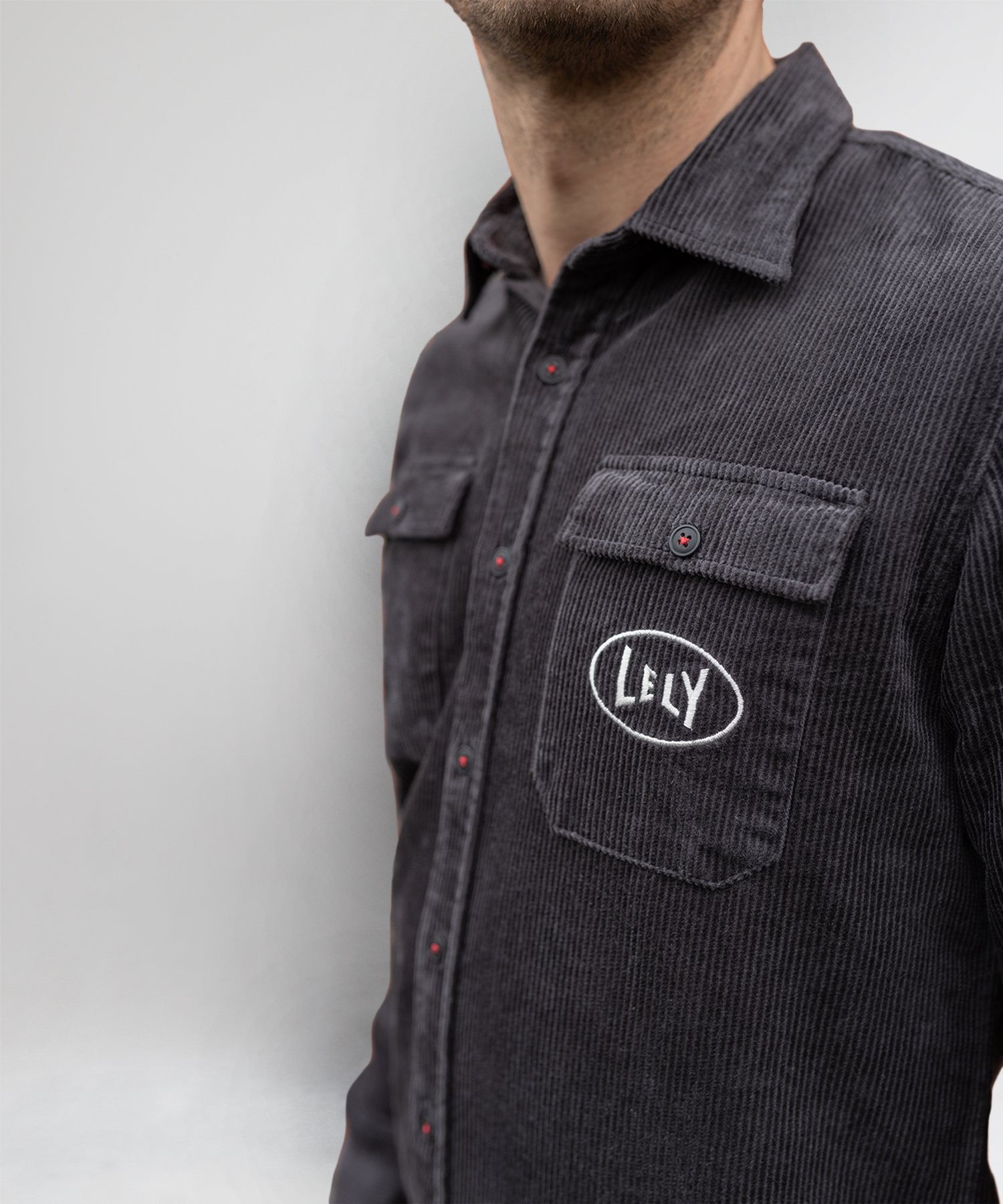 Chemise velours côtelé gris homme